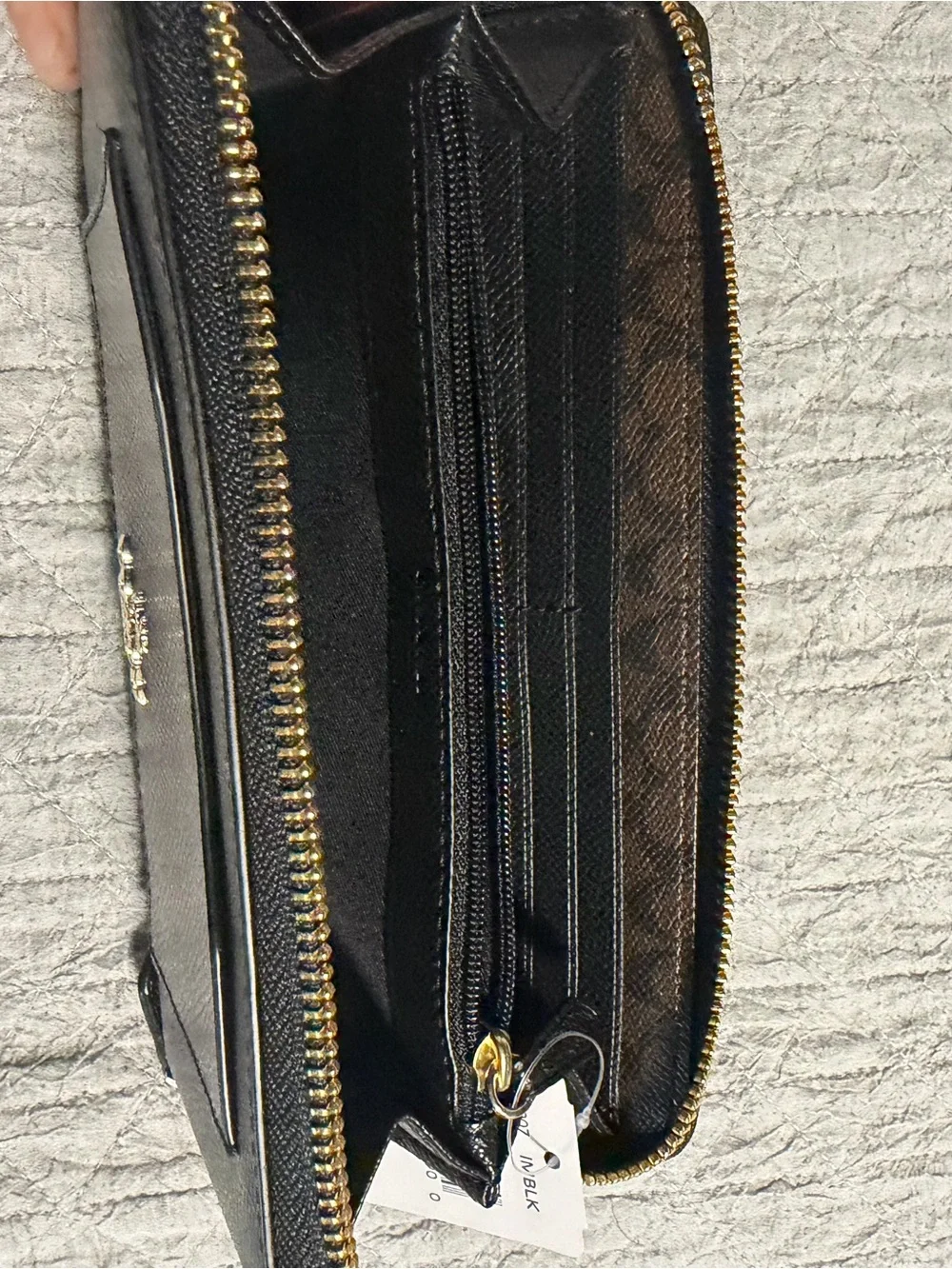Coach Black Accordion Zip Wallet